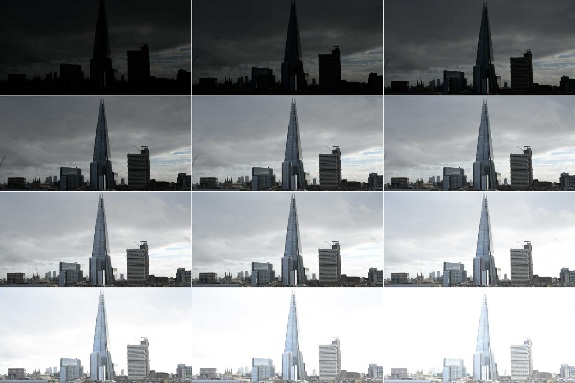 A mesma fotografia com diferentes definies de ISO. De 100 ISO a 1/2000 s e f/11 a 20.000 ISO a 1/2000 s e f/11.