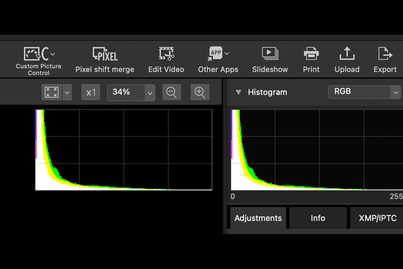 Histograma do NX Studio